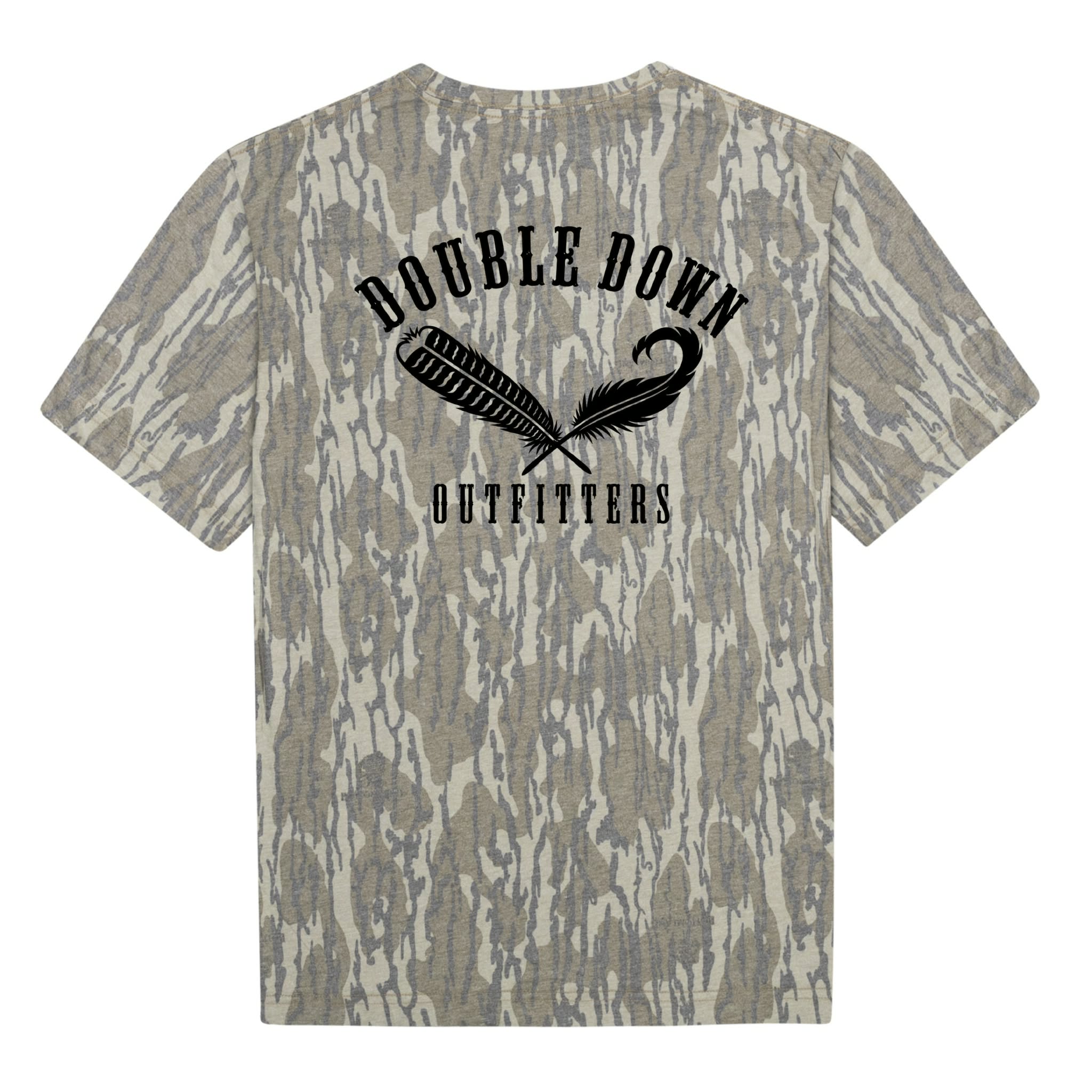 Double Down Outfitters Crossed Feathers Camo Tee